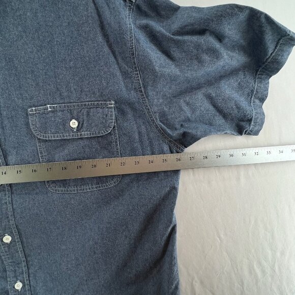 Big Mac Workwear Shirt Mens Sz XL Short Sleeve Button Up Collared Chambray Blue - Picture 9 of 12
